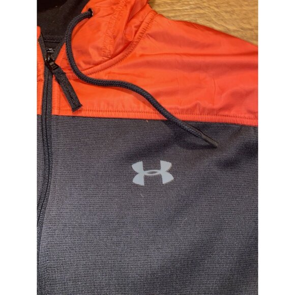 Under Armour Cold Gear Mens Black Red Full Zip Hooded Sweatshirt XXL - Picture 2 of 5